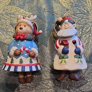 Kirkland Signature Vintage Porcelain Bell Ornament Christmas Elf Reindeer